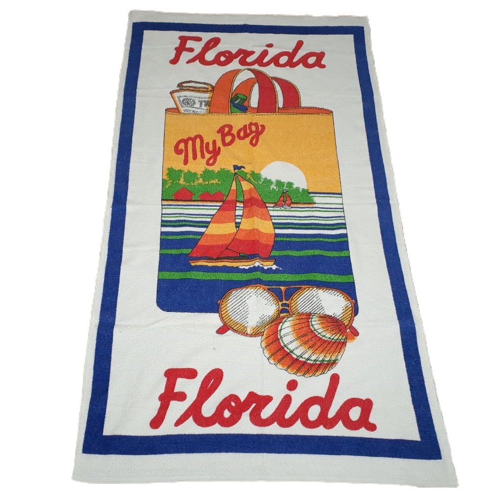 Vintage Florida Is My Bag Beach Towel